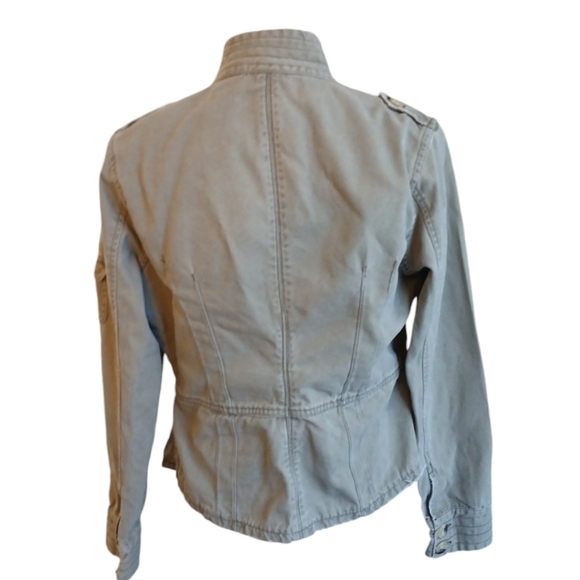 Vintage Jordache Y2K Military Jacket Dstressed Army Green Jean Jacket Sz Small - Picture 5 of 10